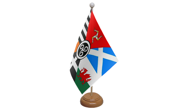 Celtic Nations Small Flag With Wooden Stand